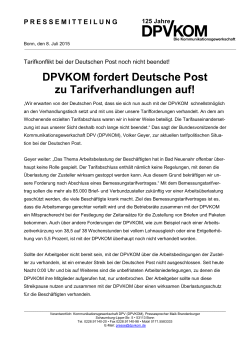 DPVKOM fordert Deutsche Post zu Tarifverhandlungen auf!