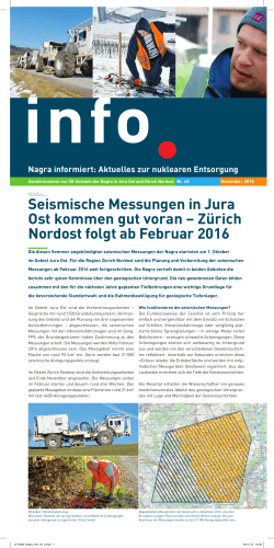 Seismische Messungen in Jura Ost kommen gut voran
