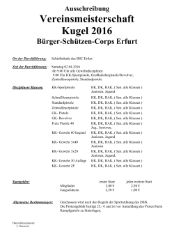 Vereinsmeisterschaft Kugel 2016 - Bürger Schützen Corps Erfurt