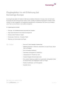Flugbegleiter/-in mit Erfahrung bei Eurowings - Be