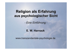 Religion als Erfahrung - Transpersonale Psychotherapie
