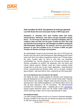 Gute Vors&auml;tze f&uuml;r 2016: Gut gemeint ist nicht gut - DAK