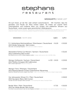 weinkarte / wine list - BEST WESTERN Macrander Hotel Dresden