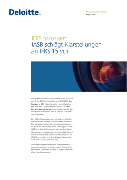 IFRS fokussiert IASB schlägt Klarstellungen an IFRS 15 vor