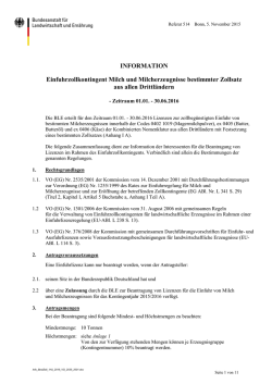 INFORMATION Einfuhrzollkontingent Milch und
