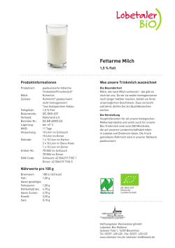Fettarme Milch - Lobetaler Bio