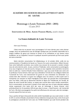 L`italianité de Louis Terreaux - Académie des sciences, belles