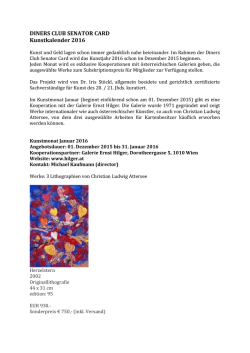 DINERS CLUB SENATOR CARD Kunstkalender 2016