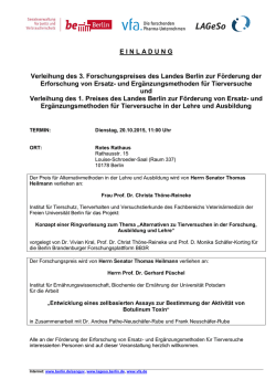 E I N L A D U N G Verleihung des 3. Forschungspreises des Landes