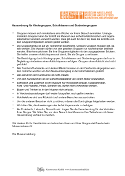 Hausordnung f&uuml;r Kindergruppen, Schulklassen und