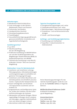 II ELEKTRONIKERIN UND ELEKTRONIKER FÜR