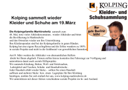 Kolping sammelt wieder Kleider und Schuhe am 19.März
