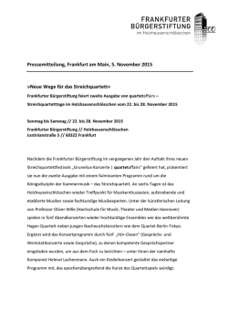 Pressemitteilung, Frankfurt am Main, 5. November 2015