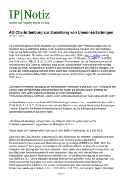 AG Charlottenburg zur Zustellung von Umsonst-Zeitungen