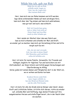 Müde bin ich, geh zur Ruh