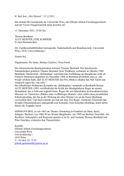 H. Beil liest &bdquo;Alte Meister&ldquo;, 15.12.2015 Das Institut