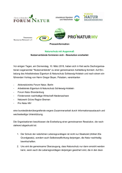 Presseinformation Naturschutz mit Augenmaß Nutzerverbände