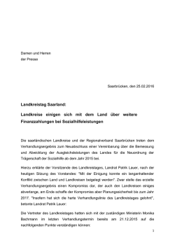 Landkreise einigen sich mit dem Land über weitere