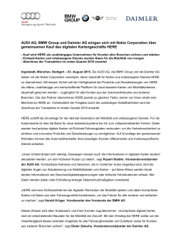 AUDI AG, BMW Group und Daimler AG einigen sich mit Nokia
