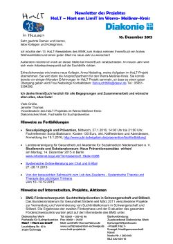 13. HaLT-Newsletter - Fachstelle für Suchthilfe und Prävention