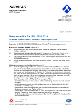 Neue Norm EN ISO 13850:2014 Sicherheit von Maschinen - Not-Halt