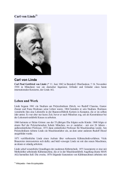 Carl von Linde Carl von Linde Leben und Werk
