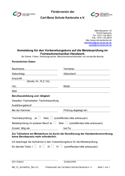 Förderverein der Carl-Benz Schule Karlsruhe e.V. Anmeldung für