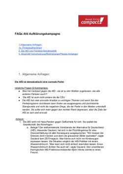 FAQs Afd Aufklärungskampagne 1. Allgemeine Anfragen: