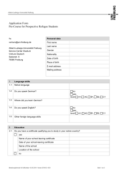 Application Form Pre-Course for Prospective Refugee Students