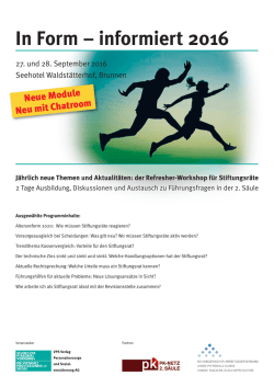 In Form &ndash; informiert 2016 - Schweizer Personalvorsorge