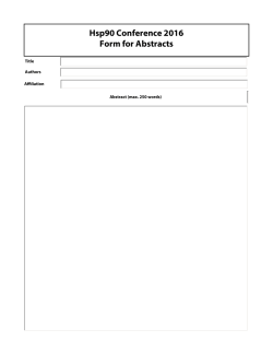 Hsp90 Conference 2016 Form for Abstracts