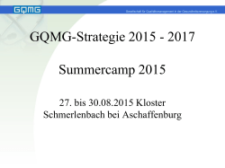 GQMG-Strategie 2015 - 2017 Summercamp 2015