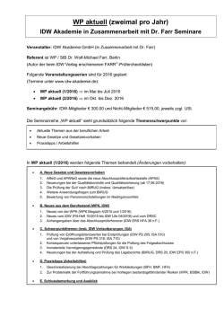 Jour Fixe &bdquo;WP aktuell&ldquo; (zweimal pro Jahr)