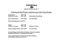 Eintrittspreise Kino Wengen / admission prices of the Cinema Wengen