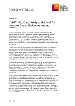 CeBIT: Big-Data-Analyse des HPI für bessere Gesundheitsversorgung