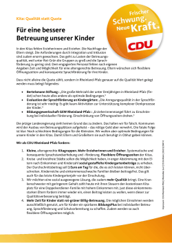 Für eine bessere Betreuung unserer Kinder - CDU Rheinland