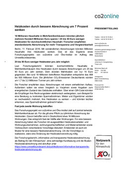 Heizkosten durch bessere Abrechnung um 7 Prozent senken