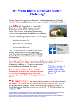Ist Wohn-Riester die bessere Riester- F&ouml;rderung?