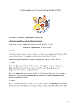 Projektkatalog Kulturstrolche 2 Halbjahr Meschede