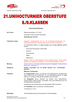 Ausschreibung Kant. Unihockeyturnier 2015 8.9.Kl.