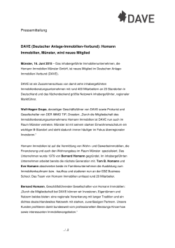 Pressemitteilung DAVE (Deutscher Anlage-Immobilien