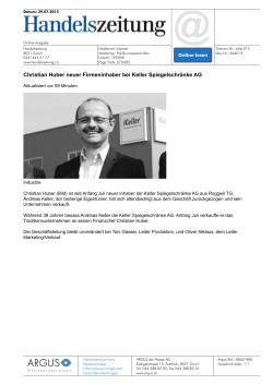 Christian Huber neuer Firmeninhaber bei Keller Spiegelschränke AG
