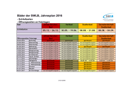 Bäder der SWLB, Jahresplan 2016