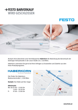 FESTO BARVERkAUF WIRD GESCHLOSSEN
