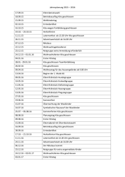 die Jahresplanung für das nächste und spannende Kita