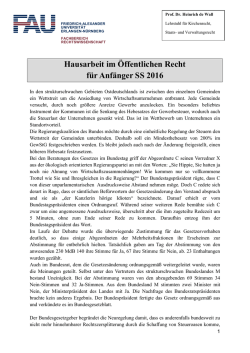 Hausarbeit im &Ouml;ffentlichen Recht f&uuml;r Anf&auml;nger SS 2016