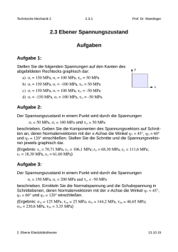 2.3 Ebener Spannungszustand Aufgaben - Prof. Dr.