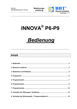 INNOVA P6-P9 Bedienung - Engler SteriTech GmbH
