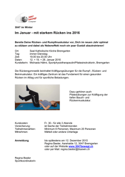 Im Januar - mit starkem R&uuml;cken ins 2016