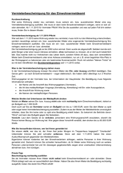 Vermieterbescheinigung f&uuml;r das Einwohnermeldeamt